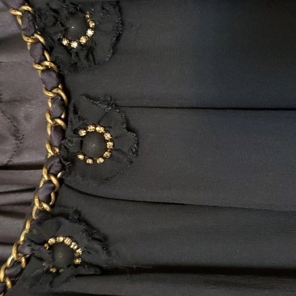 Vintage Rungolee sheer navy top w chain in neckline Size small - Picture 2 of 10